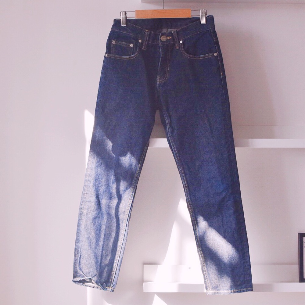 Blue tapered jeans